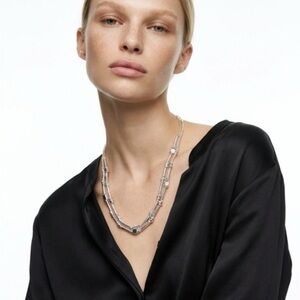 Chico's Silver Multi-Bead Necklace